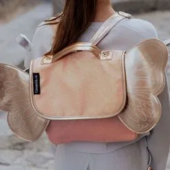 CARAMEL & CIE Cartable Maternelle Pailleté Papillon Corail -Sorties et bagagerie boutique cartable maternelle paillete papillon corail 2