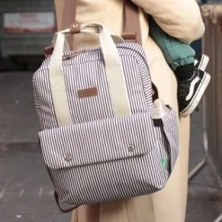 BABYMEL Sac à Dos à Langer Georgi Eco Rayures Blanc Et Marine -Sorties et bagagerie boutique sac a dos a langer georgi eco rayures blanc et marine 8