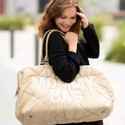 Childhome Sac à Langer à Anses Mommy Bag Matelassé Beige -Sorties et bagagerie boutique sac a langer a anses mommy bag matelasse beige 7