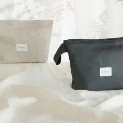 Nobodinoz Trousse De Toilette Lin Français Green Blue -Sorties et bagagerie boutique trousse de toilette lin francais green blue 5