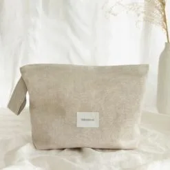 Nobodinoz Trousse De Toilette Lin Français Greige -Sorties et bagagerie boutique trousse de toilette lin francais greige 5