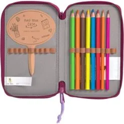 LÄSSIG Trousse Triple Spacy Unique Petits Traits Berry -Sorties et bagagerie boutique trousse triple spacy unique petits traits berry 3