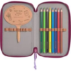 LÄSSIG Trousse Triple Spacy Unique Petits Traits Berry -Sorties et bagagerie boutique trousse triple spacy unique petits traits berry 4